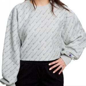 Champion Life Reverse Weave Crew All-over Logo Sweater Size Small